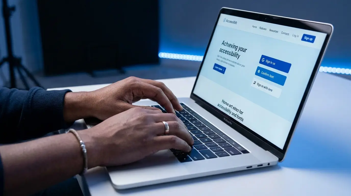 Persoon die een website gebruikt op een laptop